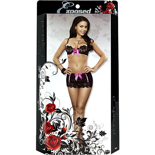 Lingerie set Exposed Sequin Lace Bra en Skirt