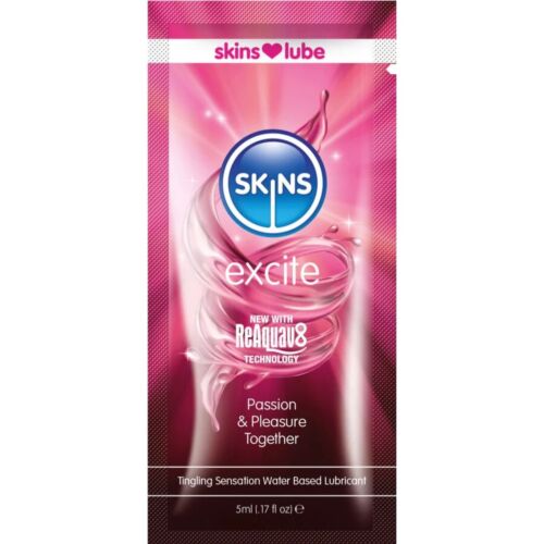 Glijmiddel SKINS Excite 5 ml met tintelingseffect