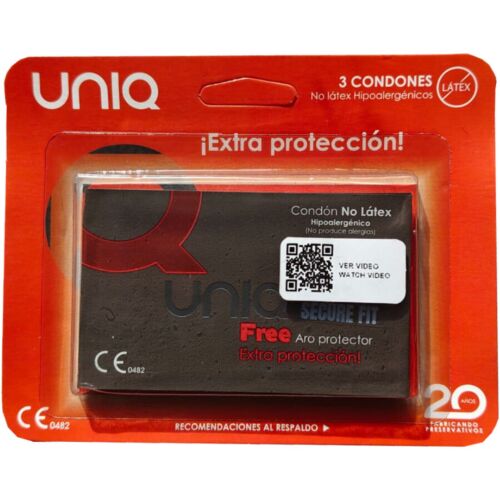 Condoom UNIQ Secure Fit Latexvrij 3 Stuks