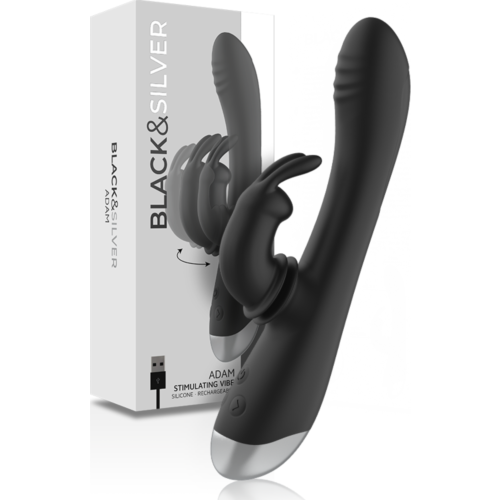 G-spot vibrator BLACK&SILVER Adam met rabbit-stimulator
