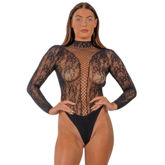 Lace by LJ High Neck Lace Bodysuit Black Lace by LJ High Neck Lace Bodysuit Black
