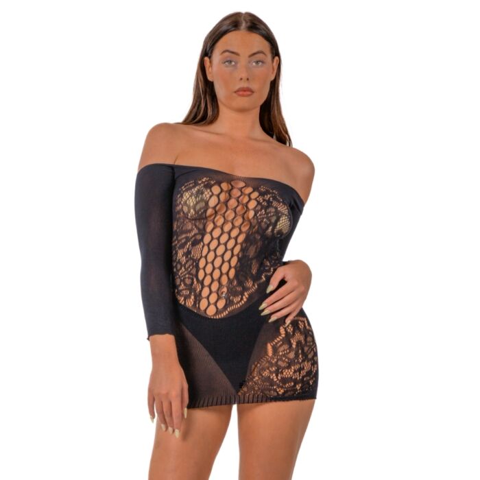 Lace by LJ Off the Shoulder Mini Dress Black Lace by LJ Off the Shoulder Mini Dress Black