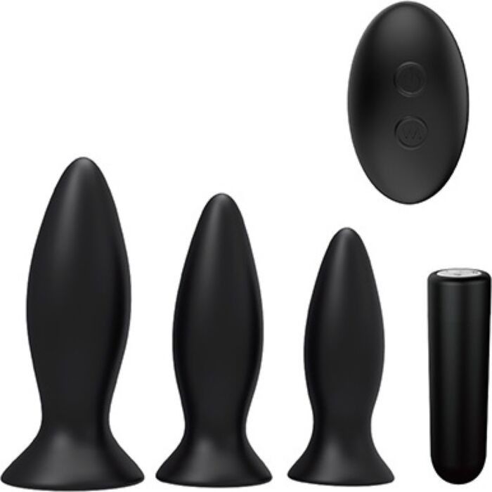 Anal Plugs S Pleasures Triplicity Black met vibrerende bullet Anal Plugs S Pleasures Triplicity Black met vibrerende bullet