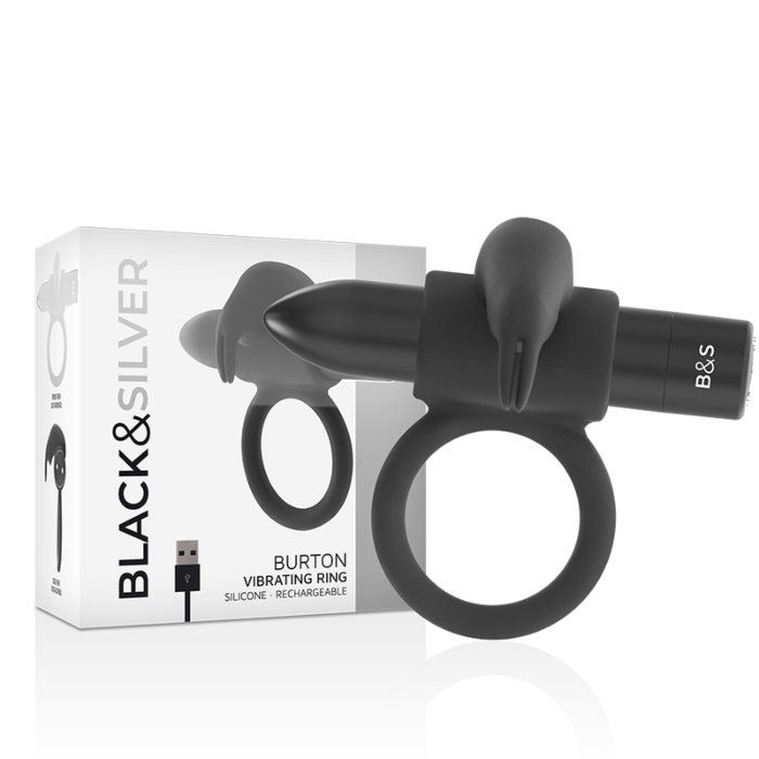 Vibrerende penisring BLACK&SILVER BURTON met 10 standen, zwart Vibrerende penisring BLACK&SILVER BURTON met 10 standen, zwart