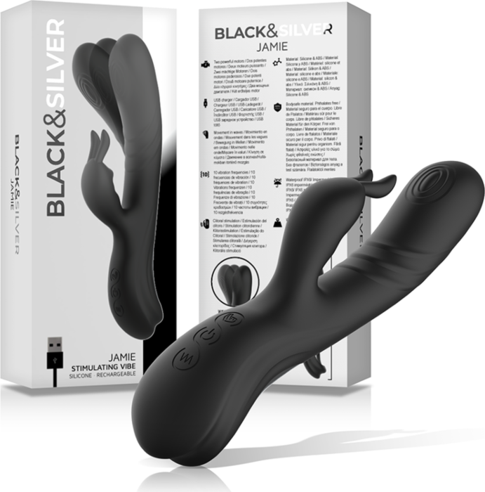 Vibrator BLACK&SILVER Jamie | Dubbele stimulatie Vibrator BLACK&SILVER Jamie | Dubbele stimulatie