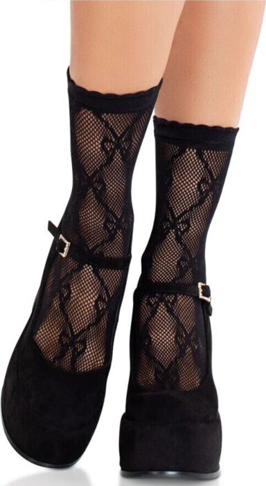 Calcetines de Encaje Leg Avenue Lazo Negro Chic
