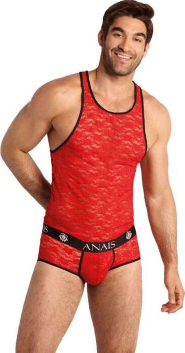 Camiseta ANAIS MEN Brave Top XL Encaje Rojo Camiseta ANAIS MEN Brave Top XL Encaje Rojo