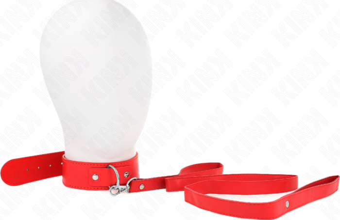 Collar BDSM KINK Rojo Ajustable con Correa