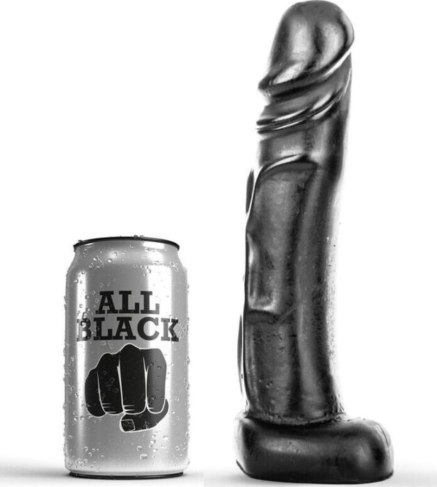 Dildo ALL BLACK 22 cm realistisch en flexibel