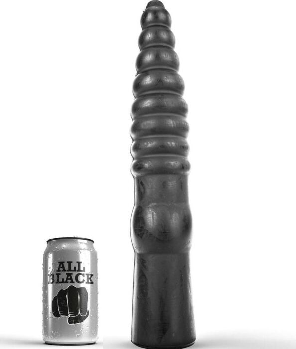 Anal dildo ALL BLACK 33 cm geribbeld