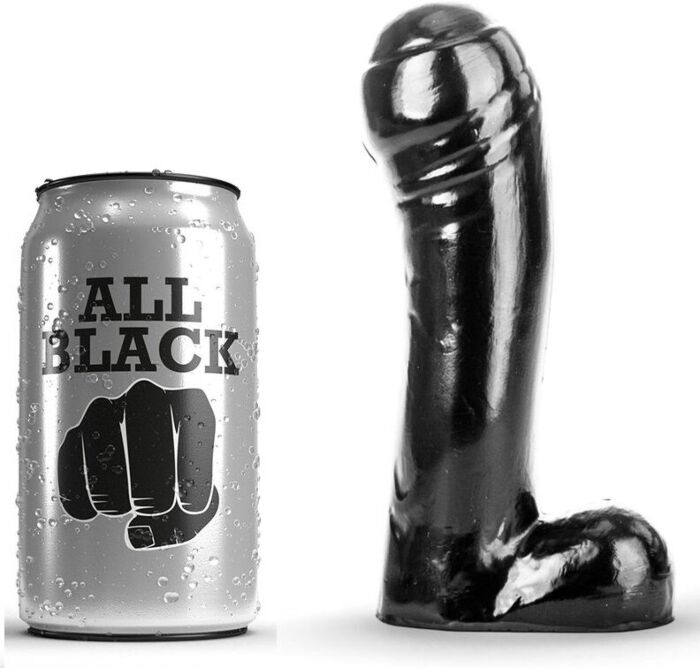 Dildo ALL BLACK 15 CM met uitdagende schacht