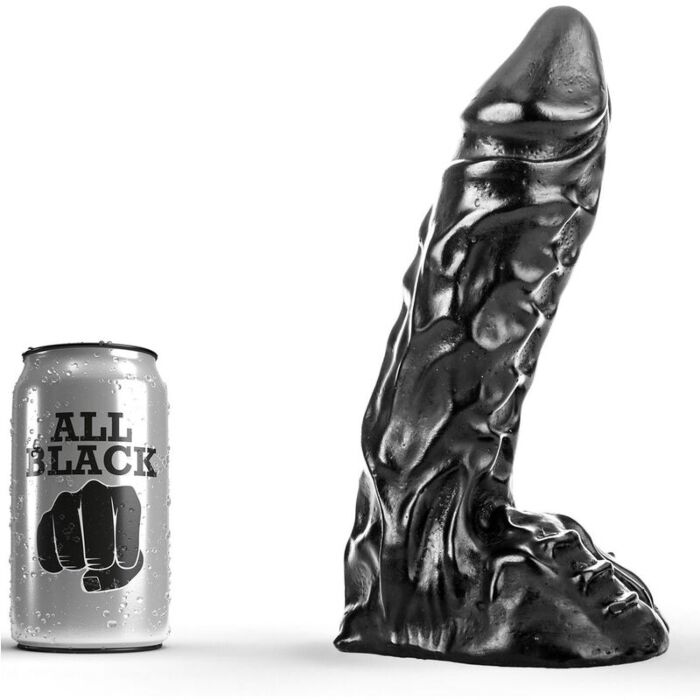 Dildo ALL BLACK 23 CM met realistische aderen