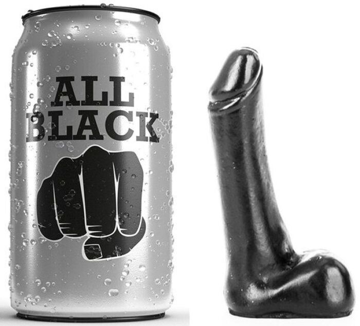 Dildo ALL BLACK 9 cm compact en slank