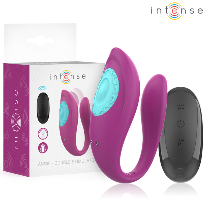 INTENSE - ANNIE U-SHAPED VIBRATOR AND STIMULATOR PURPLE REMOTE CONTROL INTENSE - ANNIE U-SHAPED VIBRATOR AND STIMULATOR PURPLE REMOTE CONTROL