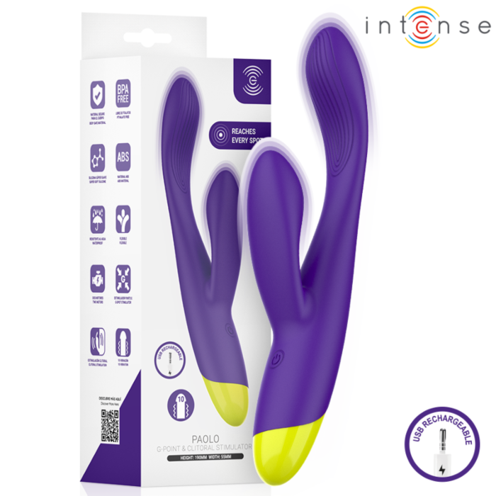 INTENSE - PAOLO RECHARGEABLE RABBIT STIMULATOR FOR G-SPOT AND CLITORIS INTENSE - PAOLO RECHARGEABLE RABBIT STIMULATOR FOR G-SPOT AND CLITORIS