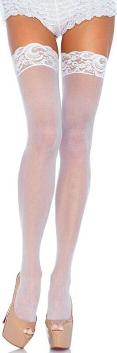 Leg avenue medias blancas con encaje superior