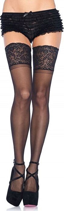 Leg avenue medias negras autoadhesivas con encaje ancho Leg avenue medias negras autoadhesivas con encaje ancho