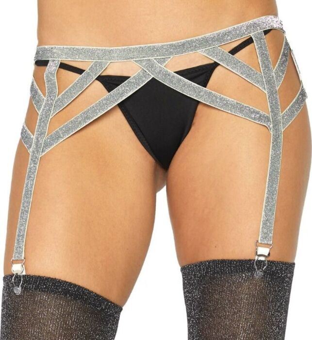 Ligueros elásticos de lurex - plata Ligueros elásticos de lurex - plata