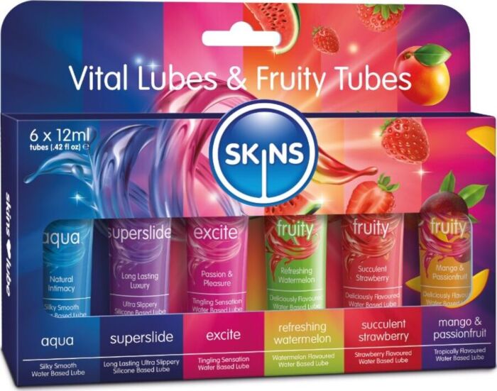 Lubricantes SKINS Vital & Fruity Kit 6x12ml