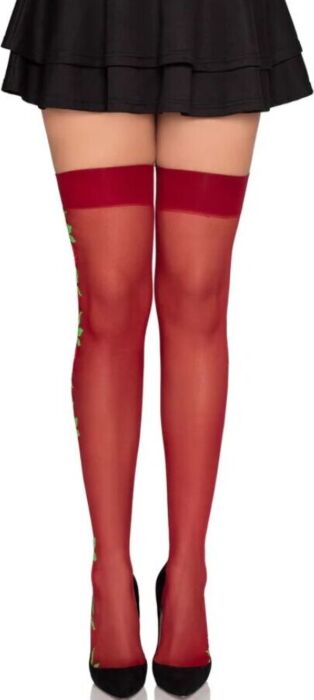 Medias de Liguero Leg Avenue 1957 con Flores Rojas