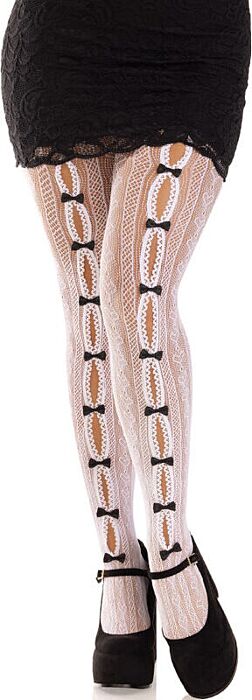 Medias Leg Avenue Corazón y Lazos Blancos Medias Leg Avenue Corazón y Lazos Blancos