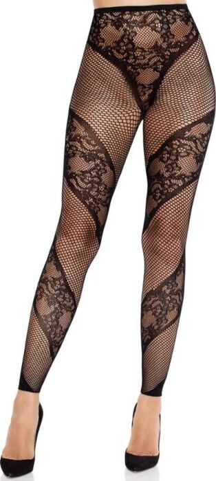 Medias Leg Avenue Lace Negro Sin Pie Elegantes