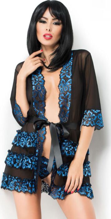 Pegnoir Sexy Chilirose CR 3837 Azul y Negro