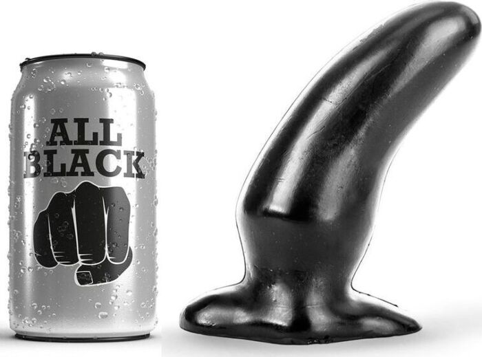 All Black anale plug 13 cm, gebogen stimulatie