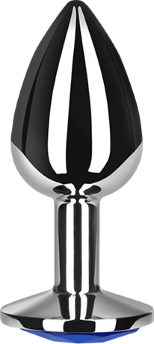 Plug anal metal mediano azul con bolsa