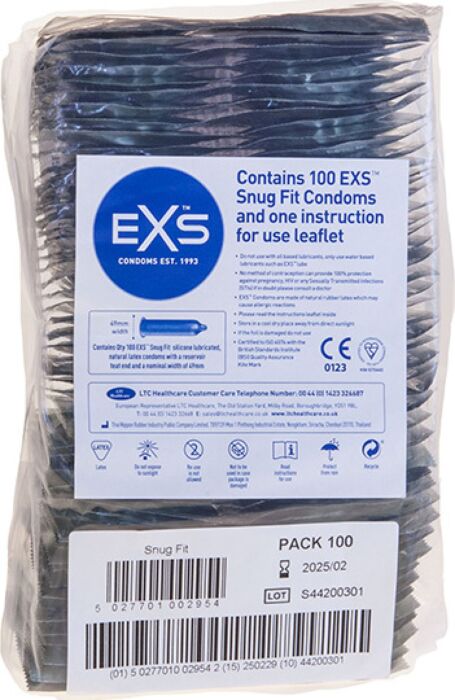 Exs Snug Fit 100s smalle latex condooms 100-pack