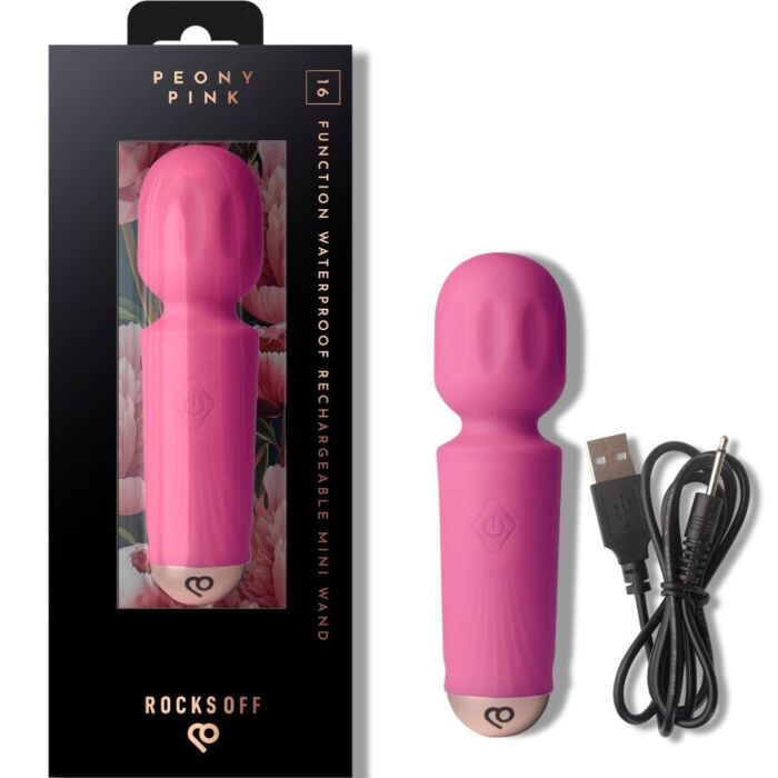 ROCKS-OFF - MINI RECHARGEABLE WAND 16 FUNCTIONS PEONY PINK ROCKS-OFF - MINI RECHARGEABLE WAND 16 FUNCTIONS PEONY PINK