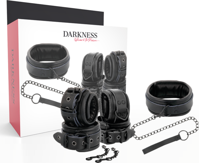 Sets Bondage DARKNESS con collar y esposas de cuero