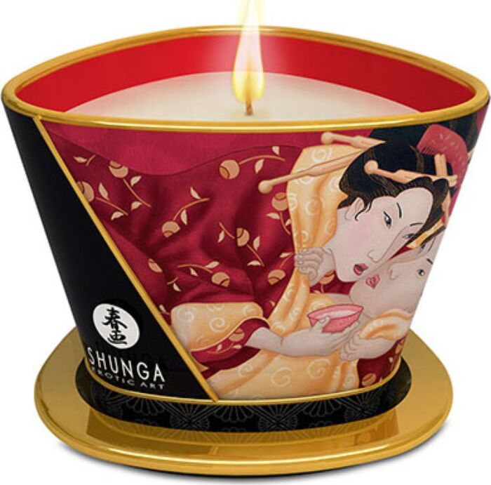 Shunga Mini Caress massagekaars 170 ml aardbei & cava