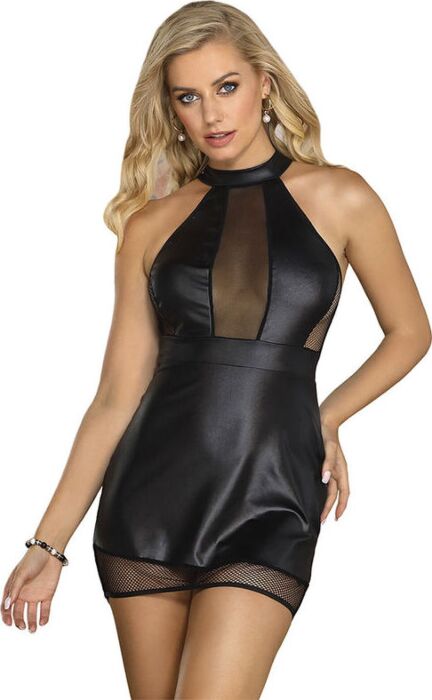 Vestido Halter Subblime Negro Transparencias