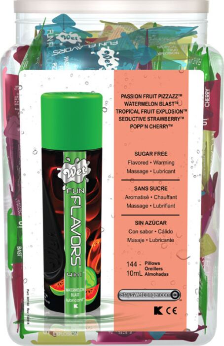 WET FUN FLAVORS HEATING 10ML 144 ASSORTED PILLOWS BOWL DISPLAY WET FUN FLAVORS HEATING 10ML 144 ASSORTED PILLOWS BOWL DISPLAY