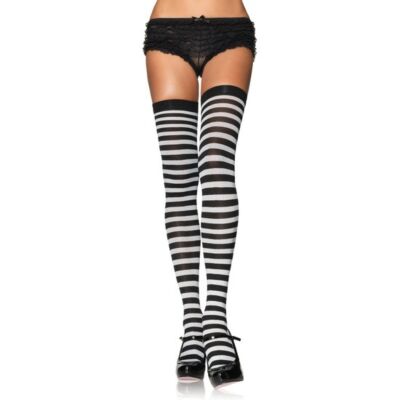 Leg avenue medias opacas a rayas negro-blanco