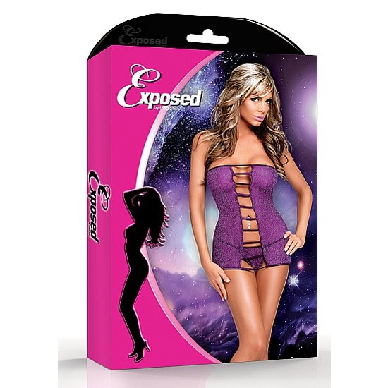 Magic silk mini vestido brillante y tanga morado